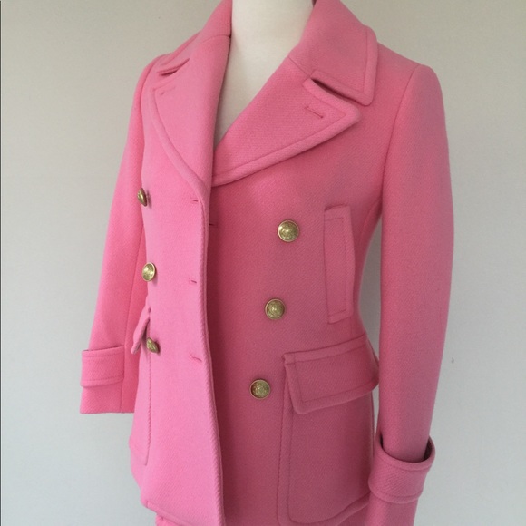 ❌SOLD❌J.Crew Pink Stadium Majesty pea coat 000P - Picture 3 of 7